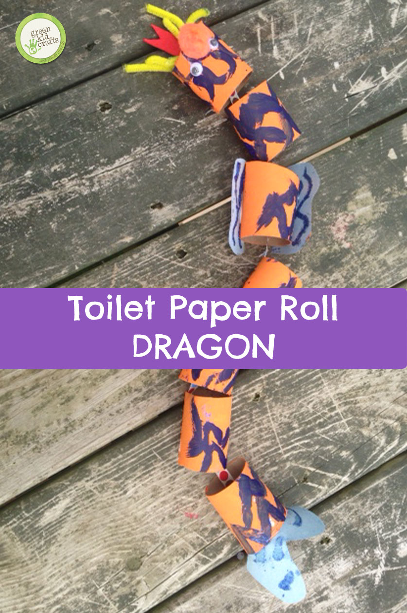 Toilet Paper Roll Dragon Green Kid Crafts